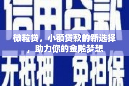 嘉陵微粒贷，小额贷款的新选择，助力你的金融梦想