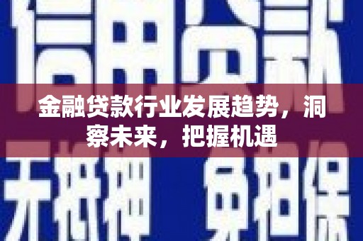 武江金融贷款行业发展趋势，洞察未来，把握机遇