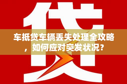 修武车抵贷车辆丢失处理全攻略，如何应对突发状况？