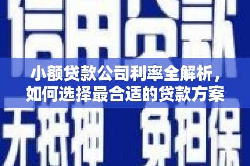 兴安小额贷款公司利率全解析，如何选择最合适的贷款方案