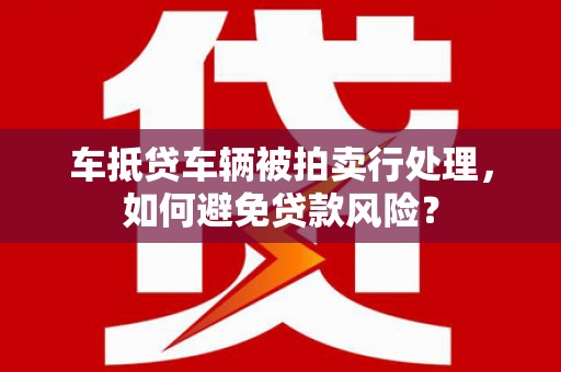 班玛车抵贷车辆被拍卖行处理，如何避免贷款风险？
