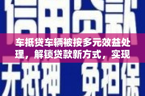 大树车抵贷车辆被按多元效益处理，解锁贷款新方式，实现多重价值