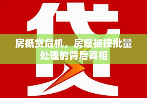麦盖提房抵贷危机，房屋被按批量处理的背后真相
