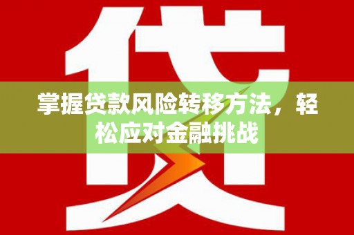 临洮掌握贷款风险转移方法，轻松应对金融挑战
