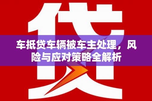 陆丰车抵贷车辆被车主处理，风险与应对策略全解析
