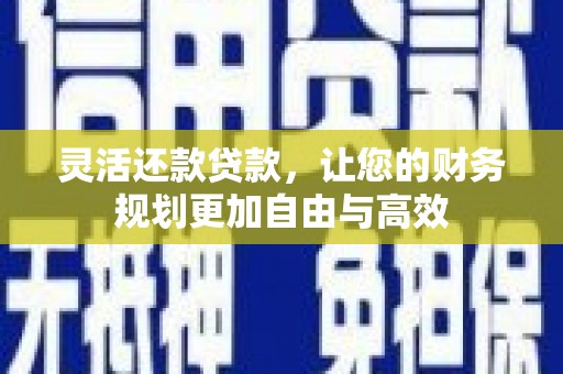 绥棱灵活还款贷款，让您的财务规划更加自由与高效