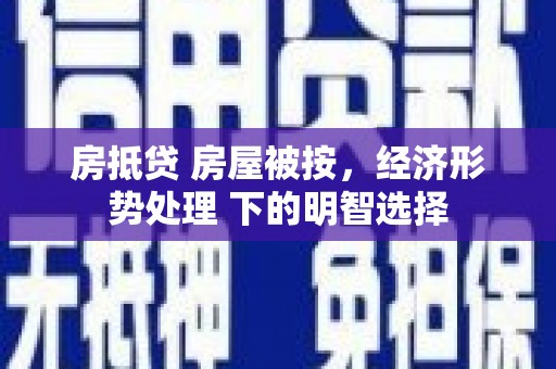 卢氏房抵贷 房屋被按，经济形势处理 下的明智选择