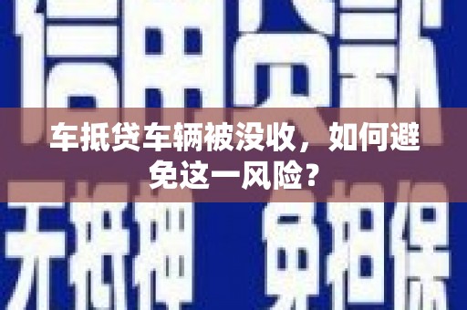 南陵车抵贷车辆被没收，如何避免这一风险？