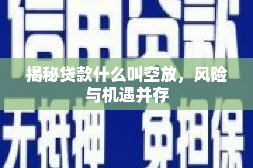 肇源揭秘贷款什么叫空放，风险与机遇并存
